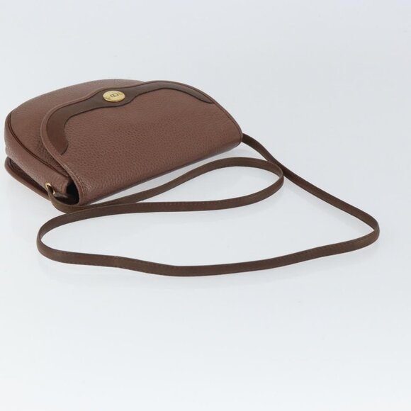 Authentic Christian Dior Shoulder Bag Leather Brown Gold - Picture 9 of 16